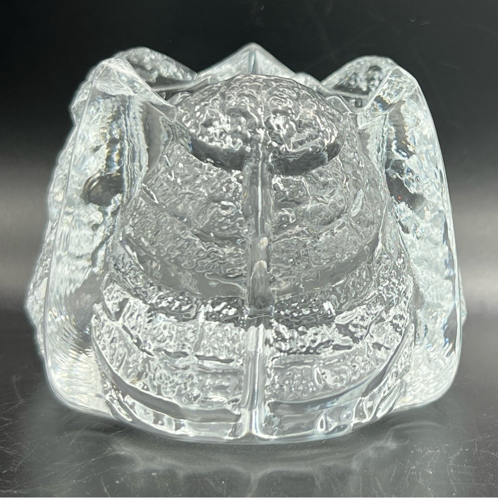 Orrefors Sweden Clear Glass Eden Leaf Votive Candle Holder Lars Hellsten ~Signed - Picture 7 of 8